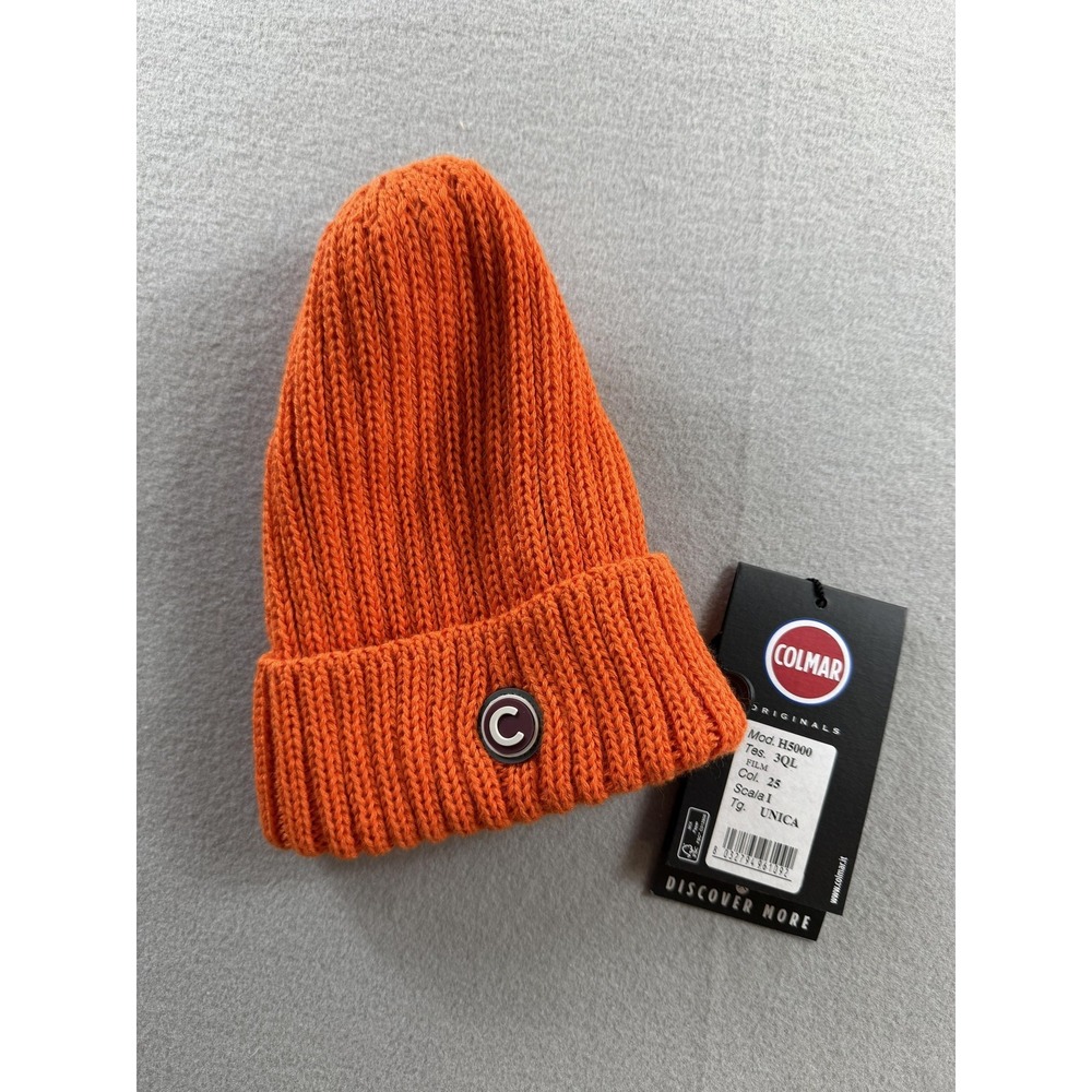 Colmar Originals Hat Beanie One Size Orange Knit Wool Winter Made Italy Mens New